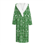 Christmas Pot Leaf Pattern Print Hooded Bathrobe