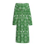 Christmas Pot Leaf Pattern Print Hooded Bathrobe