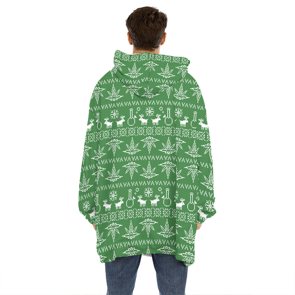 Christmas Pot Leaf Pattern Print Hoodie Blanket