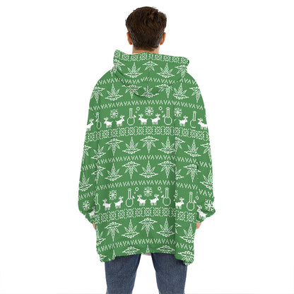 Christmas Pot Leaf Pattern Print Hoodie Blanket