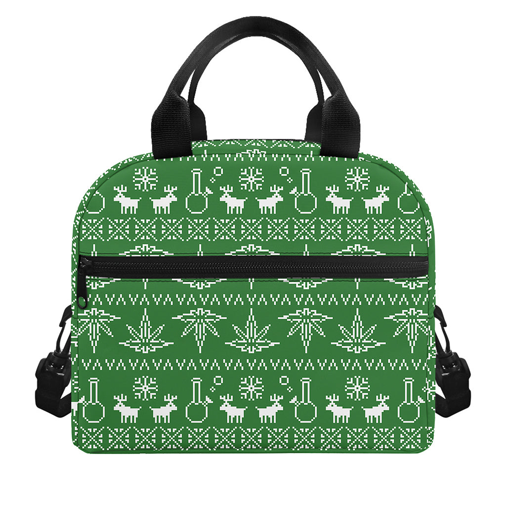 Christmas Pot Leaf Pattern Print Insulated Lunch Bag