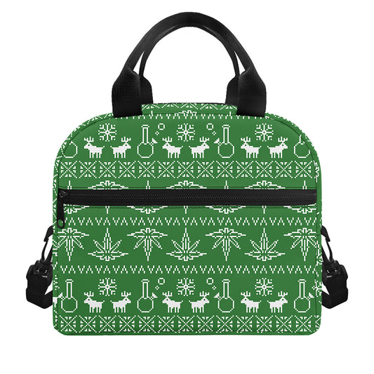 Christmas Pot Leaf Pattern Print Insulated Lunch Bag