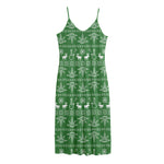 Christmas Pot Leaf Pattern Print Jersey Midi Cami Dress
