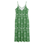Christmas Pot Leaf Pattern Print Jersey Midi Cami Dress
