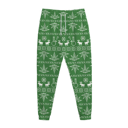 Christmas Pot Leaf Pattern Print Jogger Pants