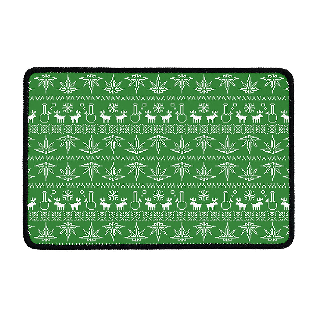 Christmas Pot Leaf Pattern Print Kitchen Mat