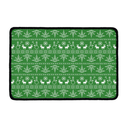 Christmas Pot Leaf Pattern Print Kitchen Mat