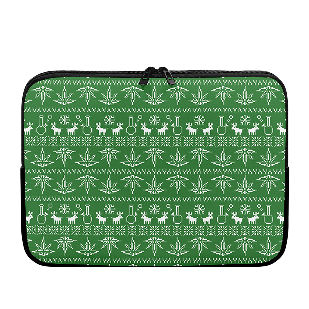 Christmas Pot Leaf Pattern Print Laptop Sleeve