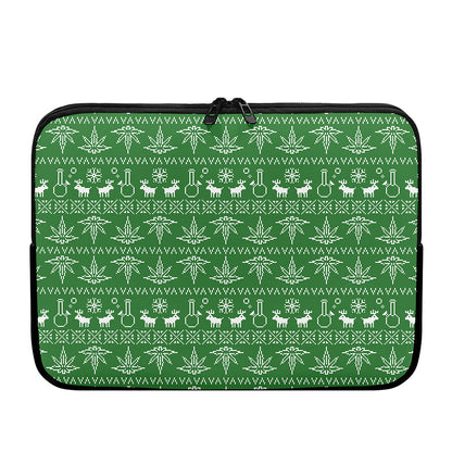 Christmas Pot Leaf Pattern Print Laptop Sleeve