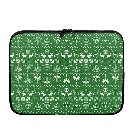 Christmas Pot Leaf Pattern Print Laptop Sleeve