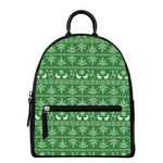 Christmas Pot Leaf Pattern Print Leather Backpack