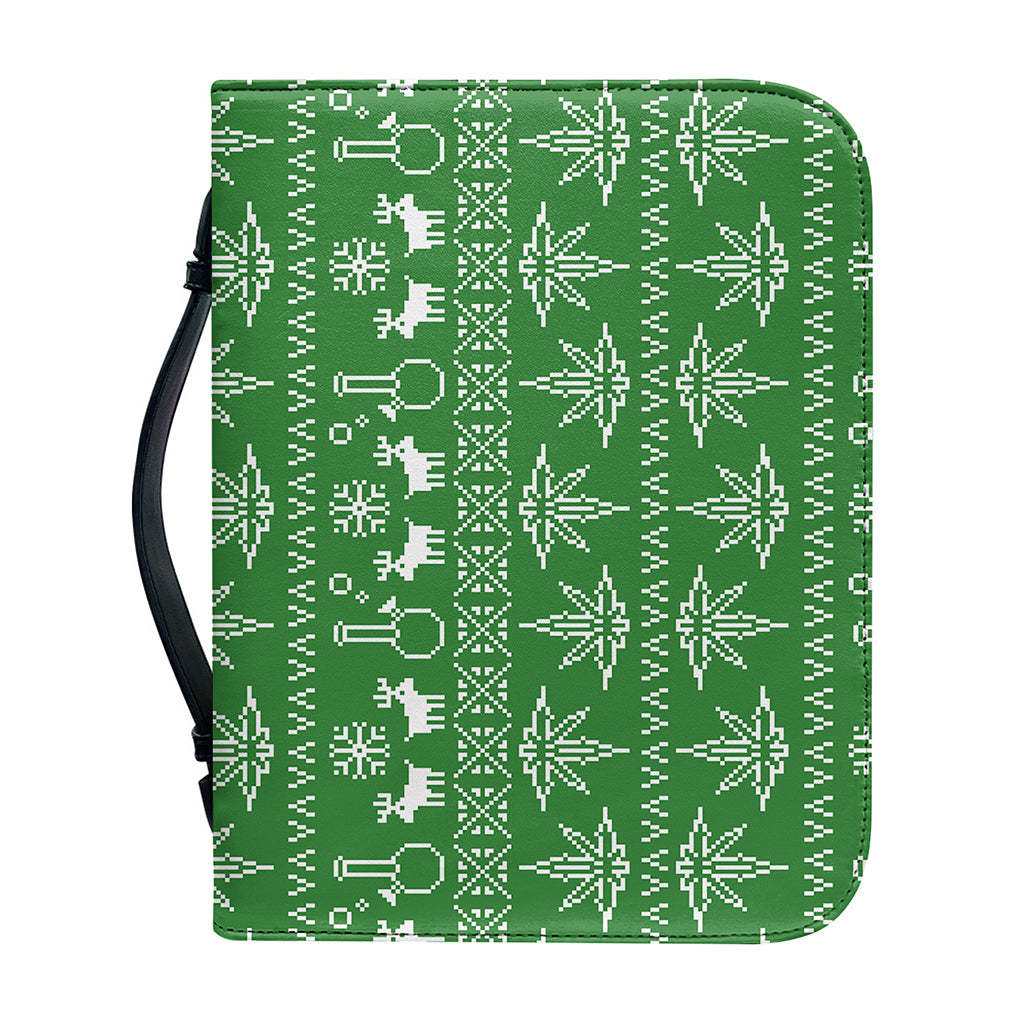 Christmas Pot Leaf Pattern Print Leather Bible Cover