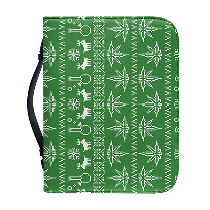 Christmas Pot Leaf Pattern Print Leather Bible Cover
