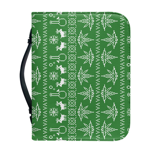 Christmas Pot Leaf Pattern Print Leather Bible Cover