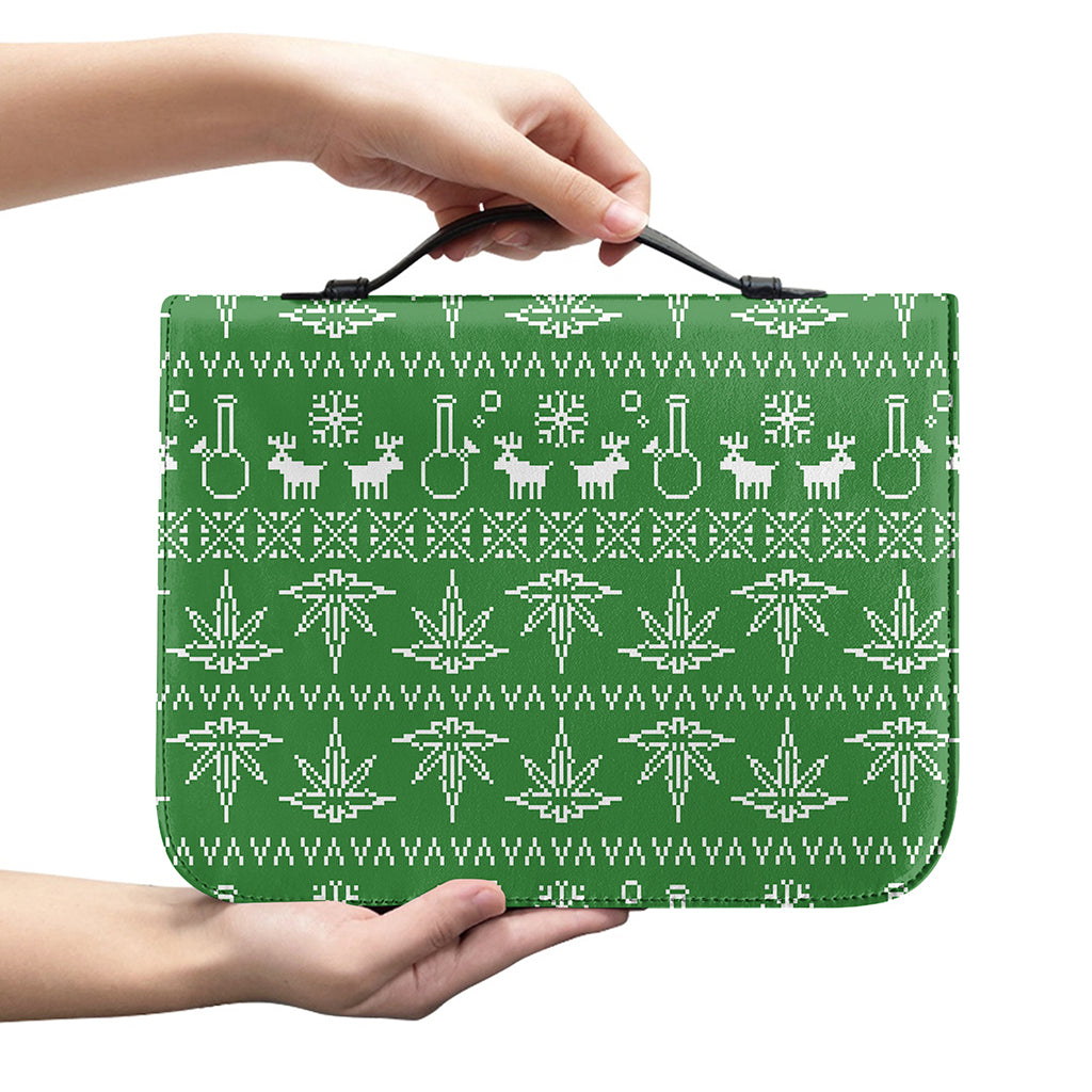Christmas Pot Leaf Pattern Print Leather Bible Cover