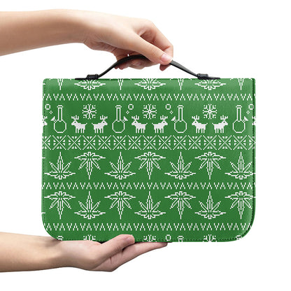 Christmas Pot Leaf Pattern Print Leather Bible Cover