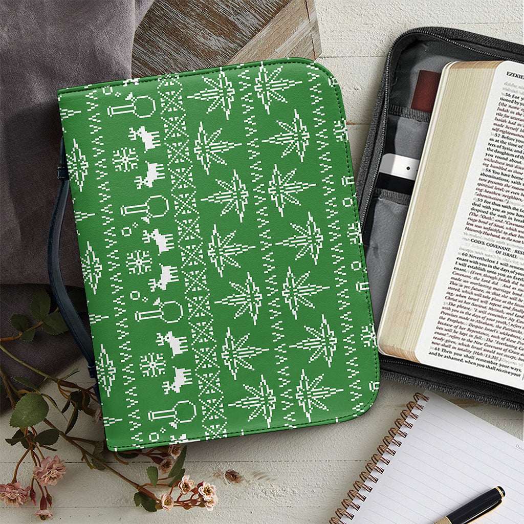 Christmas Pot Leaf Pattern Print Leather Bible Cover