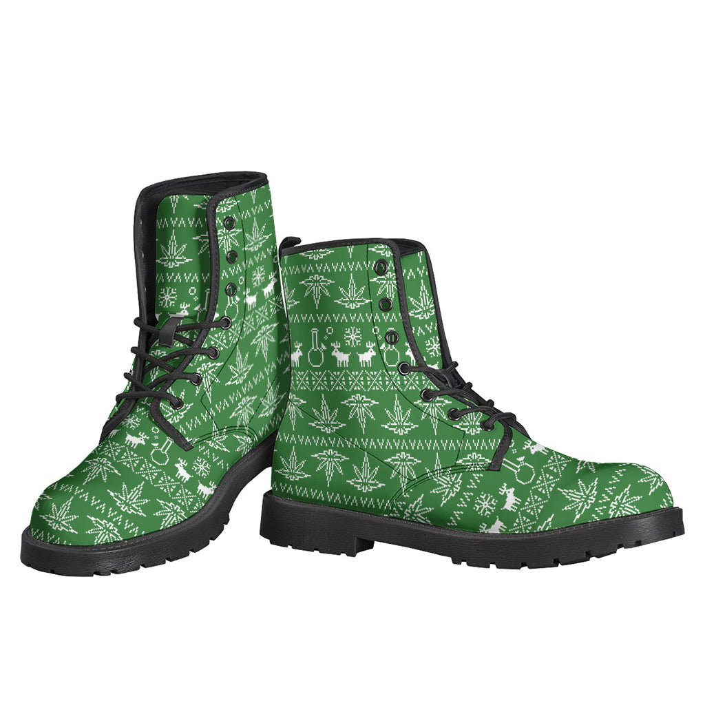 Christmas Pot Leaf Pattern Print Backpack