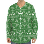 Christmas Pot Leaf Pattern Print Long Sleeve Baseball Jersey