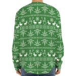 Christmas Pot Leaf Pattern Print Long Sleeve Baseball Jersey