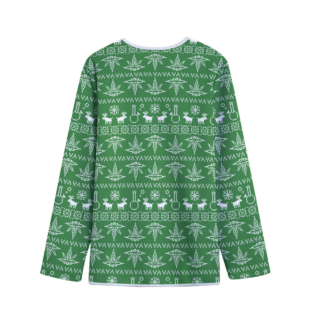 Christmas Pot Leaf Pattern Print Long Sleeve Short Coat