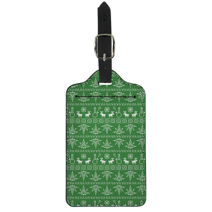 Christmas Pot Leaf Pattern Print Luggage Tag