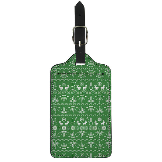 Christmas Pot Leaf Pattern Print Luggage Tag
