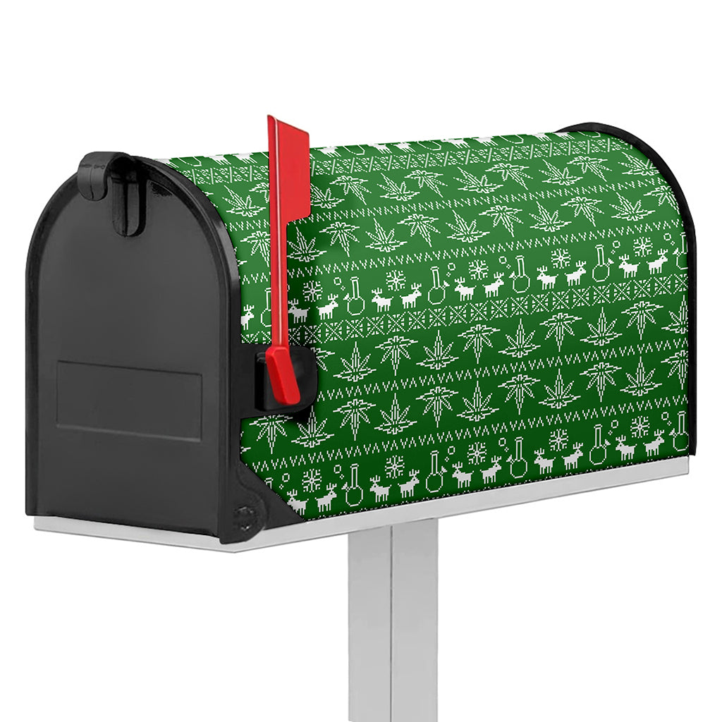 Christmas Pot Leaf Pattern Print Mailbox Cover