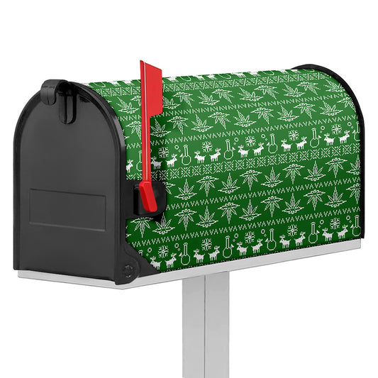 Christmas Pot Leaf Pattern Print Mailbox Cover