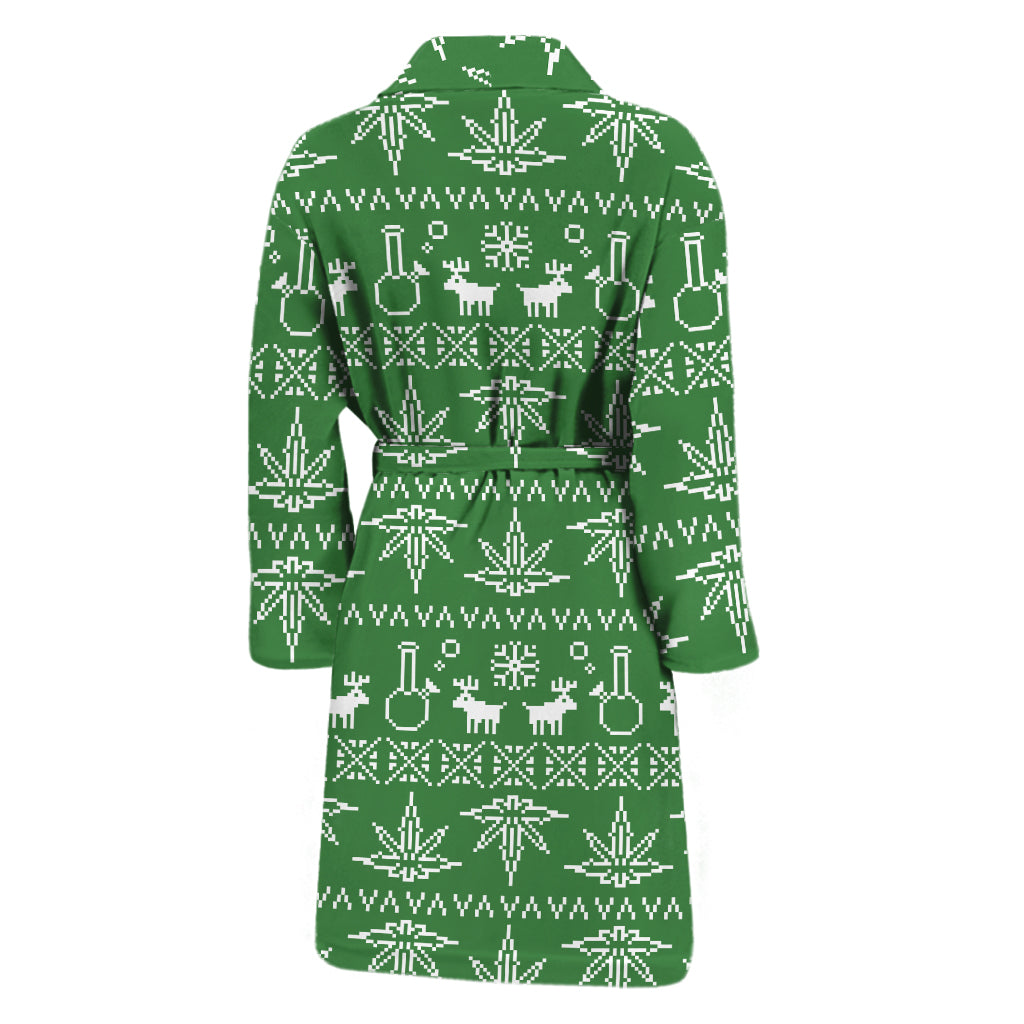 Christmas Pot Leaf Pattern Print Men's Bathrobe