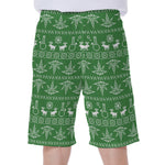 Christmas Pot Leaf Pattern Print Men's Beach Shorts