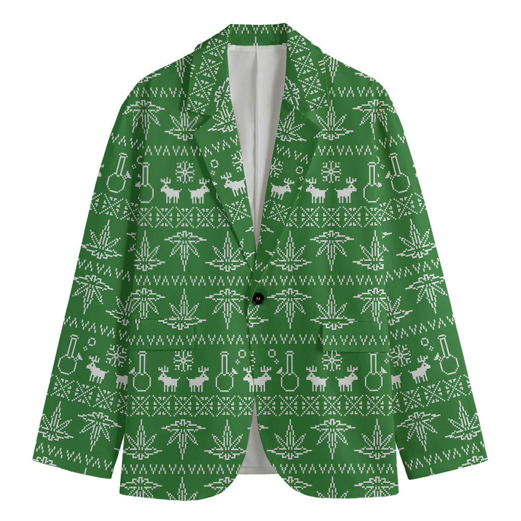 Christmas Pot Leaf Pattern Print Men's Blazer