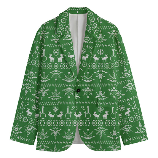 Christmas Pot Leaf Pattern Print Men's Blazer
