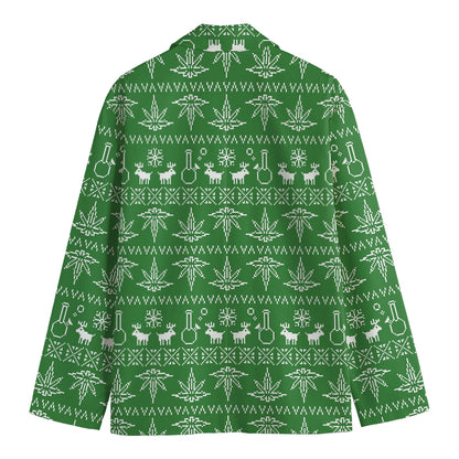 Christmas Pot Leaf Pattern Print Men's Blazer