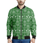 Christmas Pot Leaf Pattern Print Men's Bomber Jacket