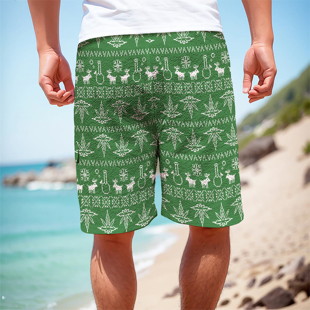 Christmas Pot Leaf Pattern Print Men's Cargo Shorts