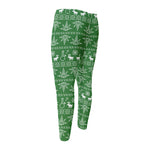 Christmas Pot Leaf Pattern Print Men's Compression Pants
