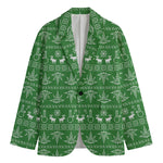 Christmas Pot Leaf Pattern Print Men's Cotton Blazer