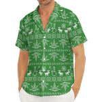 Christmas Pot Leaf Pattern Print Men's Deep V-Neck Shirt