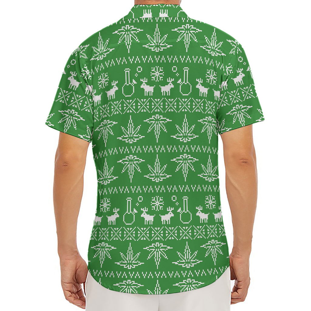 Christmas Pot Leaf Pattern Print Men's Deep V-Neck Shirt
