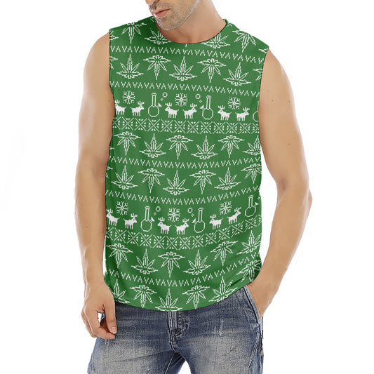 Christmas Pot Leaf Pattern Print Men's Fitness Tank Top