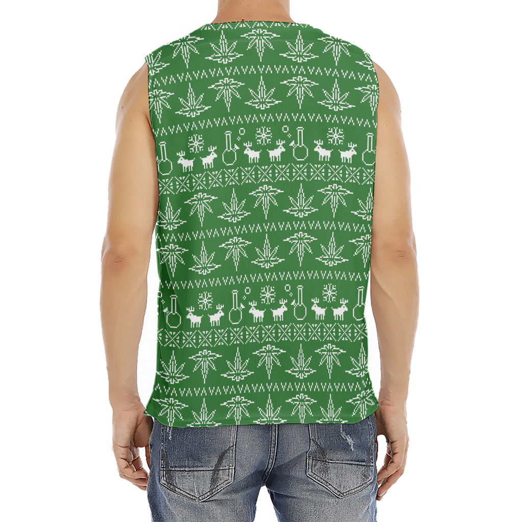 Christmas Pot Leaf Pattern Print Men's Fitness Tank Top
