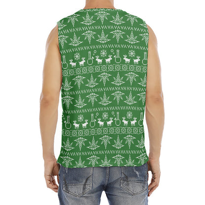 Christmas Pot Leaf Pattern Print Men's Fitness Tank Top