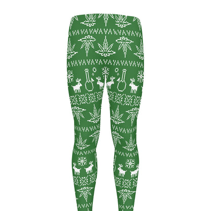 Christmas Pot Leaf Pattern Print Men's leggings