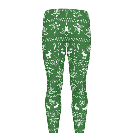 Christmas Pot Leaf Pattern Print Men's leggings