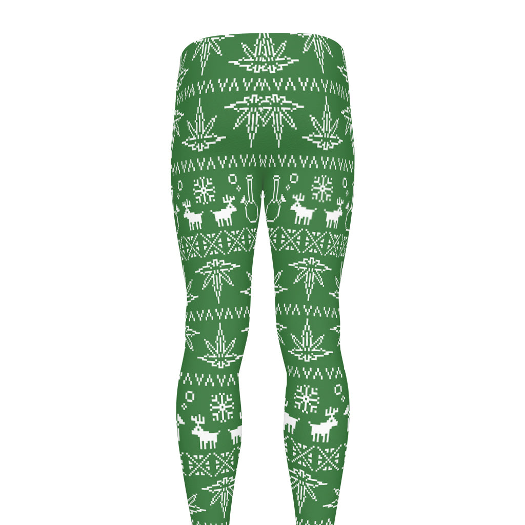 Christmas Pot Leaf Pattern Print Men's leggings