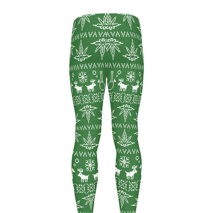 Christmas Pot Leaf Pattern Print Men's leggings