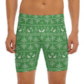 Christmas Pot Leaf Pattern Print Men's Long Boxer Briefs