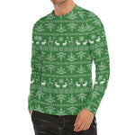 Christmas Pot Leaf Pattern Print Men's Long Sleeve Rash Guard