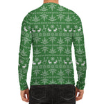 Christmas Pot Leaf Pattern Print Men's Long Sleeve Rash Guard